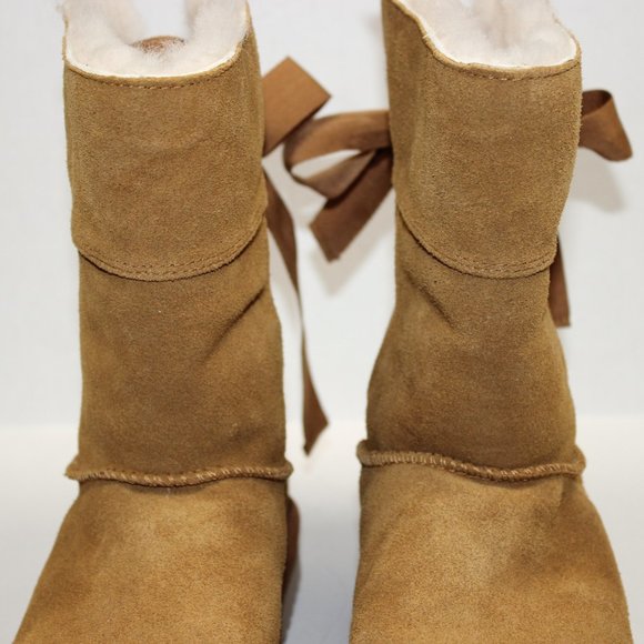 NWOB Ugg Koolaburra Suede Fur Lined Bow Boots Sz 7 - Picture 4 of 11